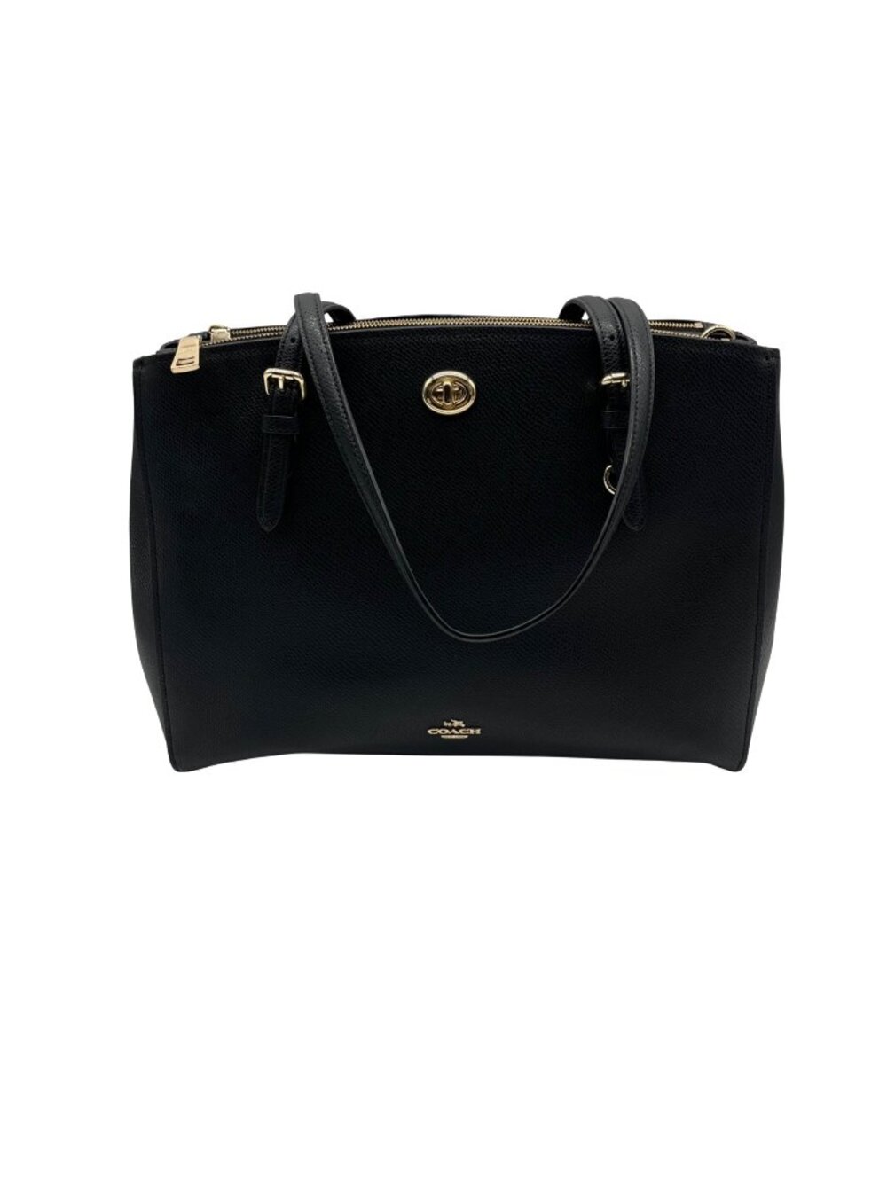 Coach Black Crossgrain Leather Carryall Shoulder Bag